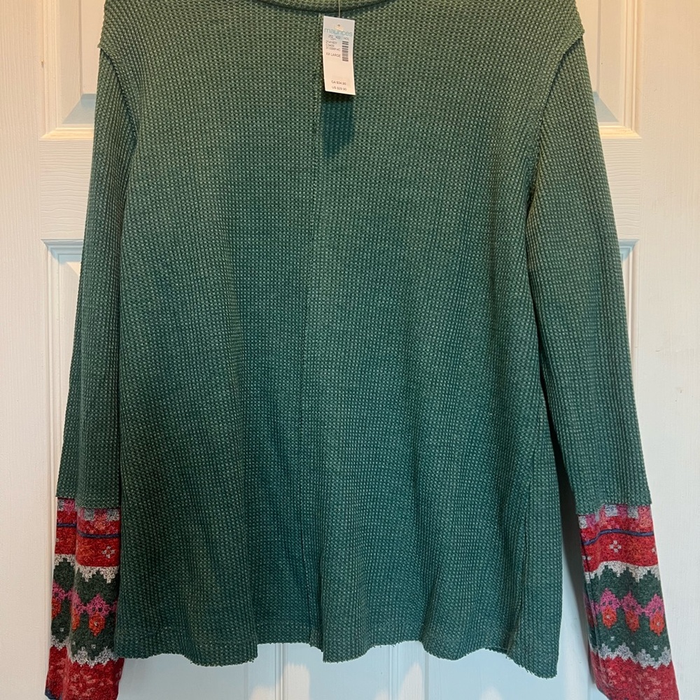 Maurices Teal Textured Knit Top mock neck XXL new with tags
